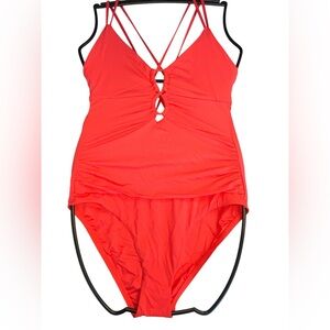 3R Lablanca Island Goddess Underwire Lace Up One Piece - Guava